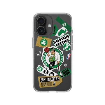 iPhone 16 Clear Case（相機按鈕） 透明 - NBA - 拼貼系列-波士頓塞爾提克 Boston Celtics - Collage