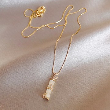 鍍真金竹節項鏈女生網紅鎖骨鏈小眾精致頸鏈簡約氣質潮項飾品