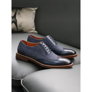 優100復古英倫風潮流商務休閑皮鞋男士韓版真皮年輕款布洛克雕花