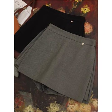 精選，立體剪裁！！設計感百搭羊毛短裙女A字半身裙高腰顯瘦褲裙