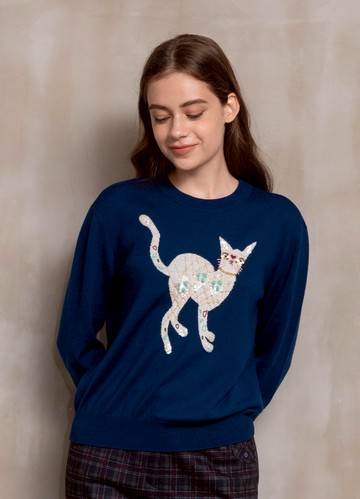 異國風格引塔夏圖案針織衫