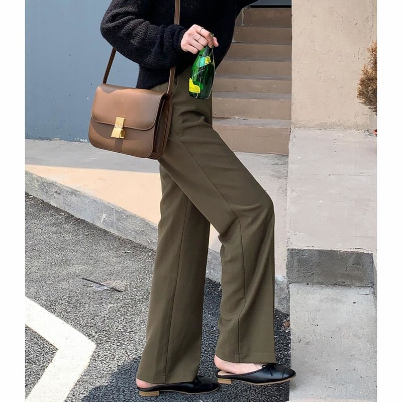 スラックス ストレートパンツ センタープレスパンツ レディース