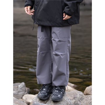 孤僻星球日系青年防風防水機能褲潮流男女登山沖鋒褲寬松傘兵褲子