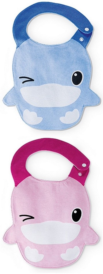 KUKU眨眨眼造型中圍兜(藍/粉)