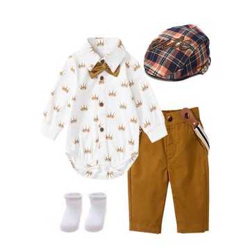 男寶寶一周歲紳士禮服嬰幼兒新款長袖褲子包臀襯衫套裝嬰兒西服潮