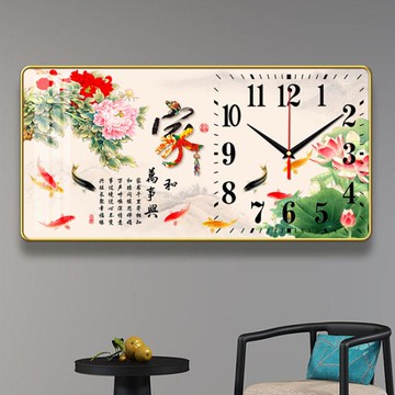 ☆精選好物時鐘鐘表掛客廳家用掛鐘第一名掛墻時鐘最新款靜音橫版新中式鐘表掛鐘 雙11全館免運