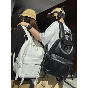 日本雙肩包2023新款韓軟版pu皮女學防水書包女大生高中簡約電腦背