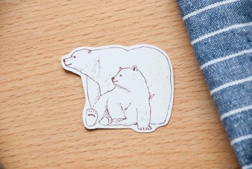 【動物系列】#10 單色北極熊 填色貼紙包 5張