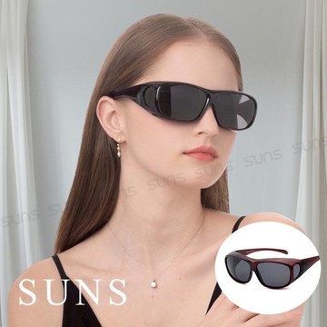 【SUNS】MIT外掛全罩式偏光墨鏡 酒紅框 Polarized偏光墨鏡 可套鏡 男女適用(0052)