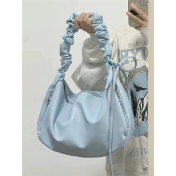 包包女2024新款大容量pu軟皮單肩餃子包潮時尚褶皺通勤斜挎托特包