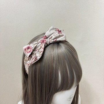 煙雨粉調 (灰)  | 細版交織蝴蝶結髮箍