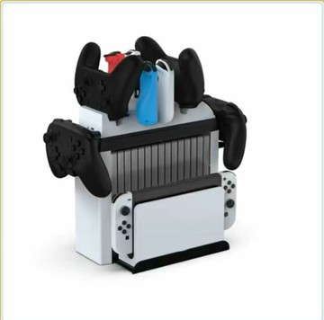 美琪switch多功能收納支架底座碟架 joy con手柄座充pro充電 白色