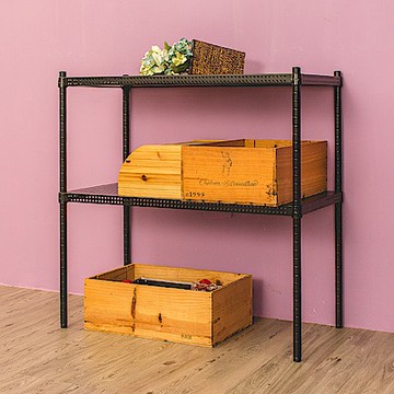 dayneeds 沖孔 90x45x90cm二層收納架(烤漆黑) 層架/置物架/儲藏架