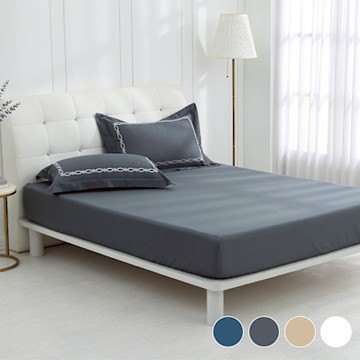 鴻宇 100%精梳棉 美國棉300織 60支 素色刺繡 雙人特大床包枕套三件組