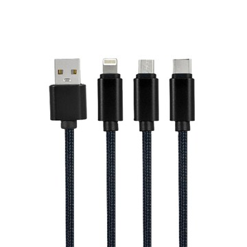 KINYO USB-D02 三合一急速快充線-1.2M