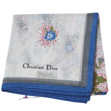 Christian DIOR  錦繡花語品牌字母LOGO圖騰帕領巾(淺灰系/46CM)