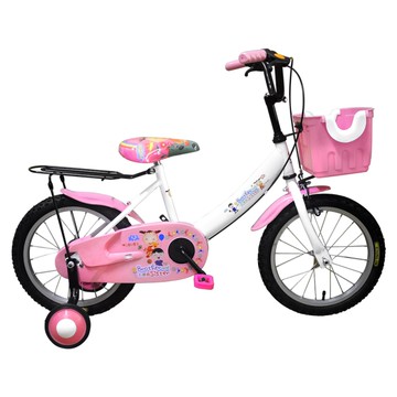 Adagio 16吋大頭妹打氣胎童車附置物籃-白粉(台灣製造)(BEYJ174WP)