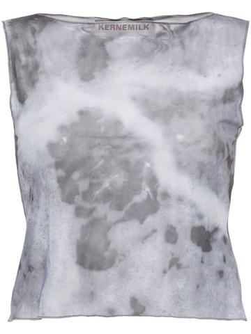 Kerne.Milk - Akva foam-print mesh top - women - Polyester - 2 - Grey