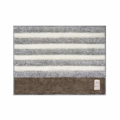 Okato ふわもこバスマット 45×60cm グレーボーダー オカトー