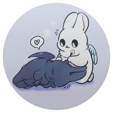 YENDAR 研達 ㄇㄚˊ幾兔 天使&惡魔兔吸水杯墊 鶯歌陶瓷 直徑11cm 台灣製  掏耳款 淺紫色  1個