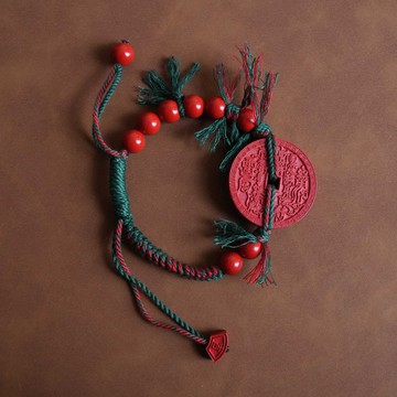 硃砂山鬼錢手鏈 古風匠心手作 古法編織平安繩 輕奢飾品