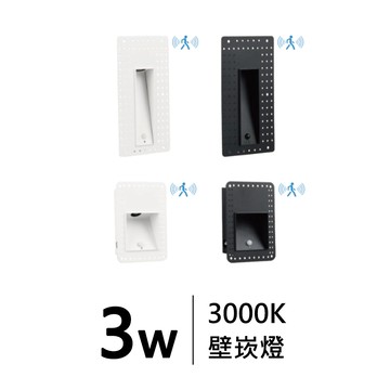 3W 感應式無邊壁崁燈｜F05-CT-61597、61598、61599、61590
