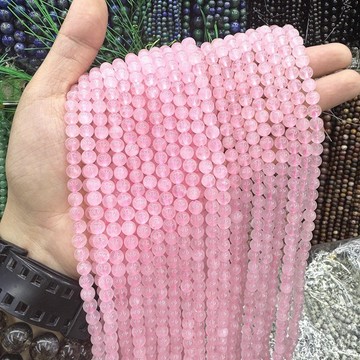 Ty0718--廠家天然粉晶圓珠散珠串珠半成品手工飾品DIY手鍊項鍊配件