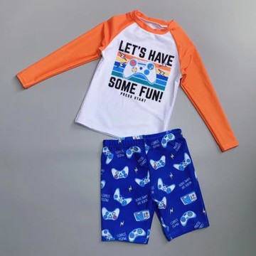 Amber 兒童泳衣夏男童中大童青少年分體游泳衣 男孩泳裝泳褲套裝