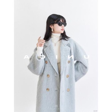 2023冬季高端超長alpaca_中長款皮草視感蘇力羊絨羊駝毛大衣外套