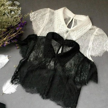 蕾絲假領子罩衣性感百搭薄款防曬裝飾假領子打底假襯衣短袖女外搭【雲木雜貨】