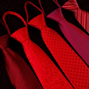 男士正裝結婚領帶酒紅色新郎婚禮西裝襯衫細窄款懶人免打結拉鏈式