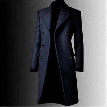 冬季歐美英倫男士羊毛絨外套男雙排中長款加厚修身商務羊毛大衣潮