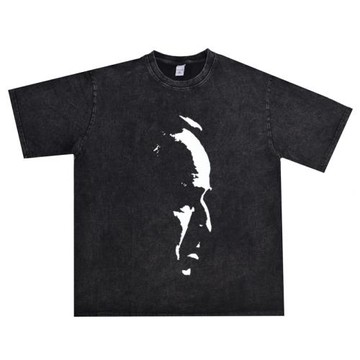 數碼直噴電影教父主題印花短袖T恤圓領水洗做舊男女歐美寬松版潮