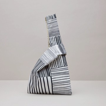 印花手挽包 / 編織深藍