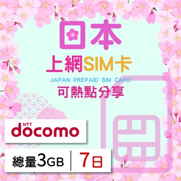 GLOBAL WiFi 日本上網SIM卡 7天方案 總量3GB降速吃到飽 日本網卡 4G高速上網SIM卡