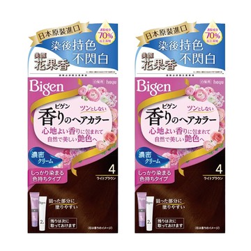 Bigen 美源 花果香快速染髮霜 濃厚乳霜質地 染髮霜緊密附著 持久色彩配方  4亮棕色  2盒