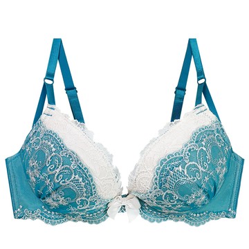 FLORA  LOVELY 花千韻 B~F罩杯日本內衣成套-藍綠色