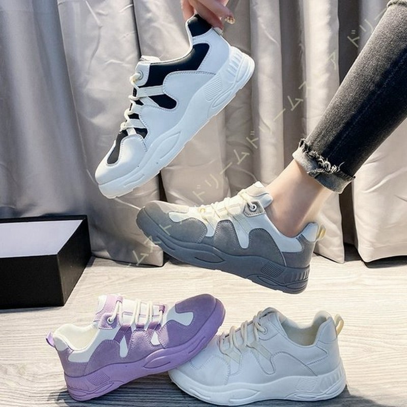 厚底 スニーカー レディース ダッドスニーカー レースアップ インヒール スニーカー 疲れにくい シンプル カジュアルシューズ コンフォート 通気性 滑り止め 通販 Lineポイント最大get Lineショッピング