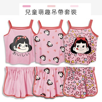🎀biubiu童裝🎀現貨🌈童裝 女寶睡衣 女童吊帶 薄款 滿印 短褲睡衣 卡通 傢居服 冰絲