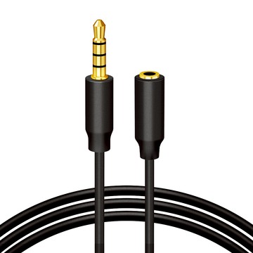 Home Planet 3.5mm AUX 4極 音訊麥克風延長線 1.5公尺  黑色  1個  35至EXC01