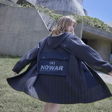 #NOWAR系列 針織拼接連帽外套