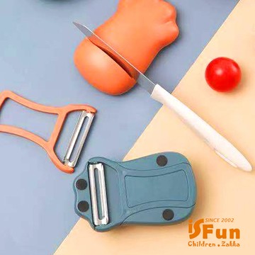 【iSFun】胖胖貓掌＊餐廚磨刀削皮刀二合一/隨機色