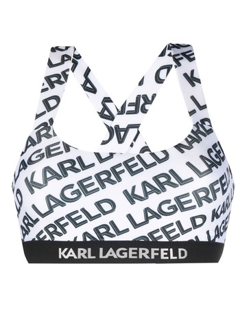 Karl Lagerfeld - all-over logo print sports bra - women - Spandex/Elastane/Recycled Polyamide - XS - White