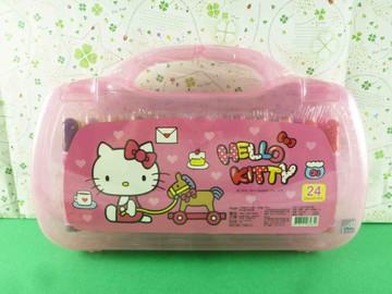 【震撼精品百貨】Hello Kitty 凱蒂貓~彩色筆24色-粉色透明殼