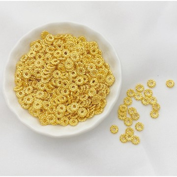 【幻彩水晶手作坊】 14K鍍金 鍍銀 螺紋風火輪隔珠 麻花隔片diy手工 手串 手鏈 項鍊 飾品 配件