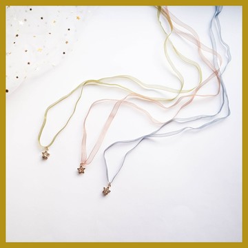 韓版新款兒童DIY蝴蝶結抽繩 CHOKER軟萌妹項鍊 長款毛衣鏈頸鍊