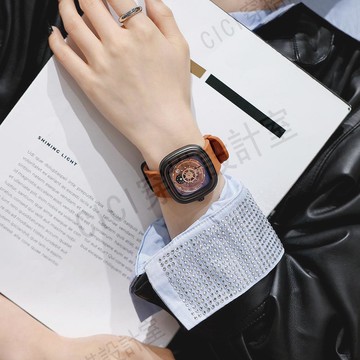 GUOU 8150 時尚 休閒 商務 百搭 （2023年新款）方形大表盤女士手錶【亞德機械五金家居】