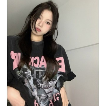 TGNS 純棉T恤 短袖 字母印花衣服 美式復古上衣 oversize T恤 潮流衣服 夏天衣服 ins風衣服 潮牌·