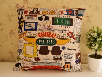 老友記周邊抱枕靠枕Friends 美劇老友記靠墊麻棉復古設計枕頭椅墊