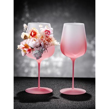 網紅酒吧高級感磨砂漸變粉紅酒杯葡萄酒杯氛圍感微醺酒杯高腳杯子